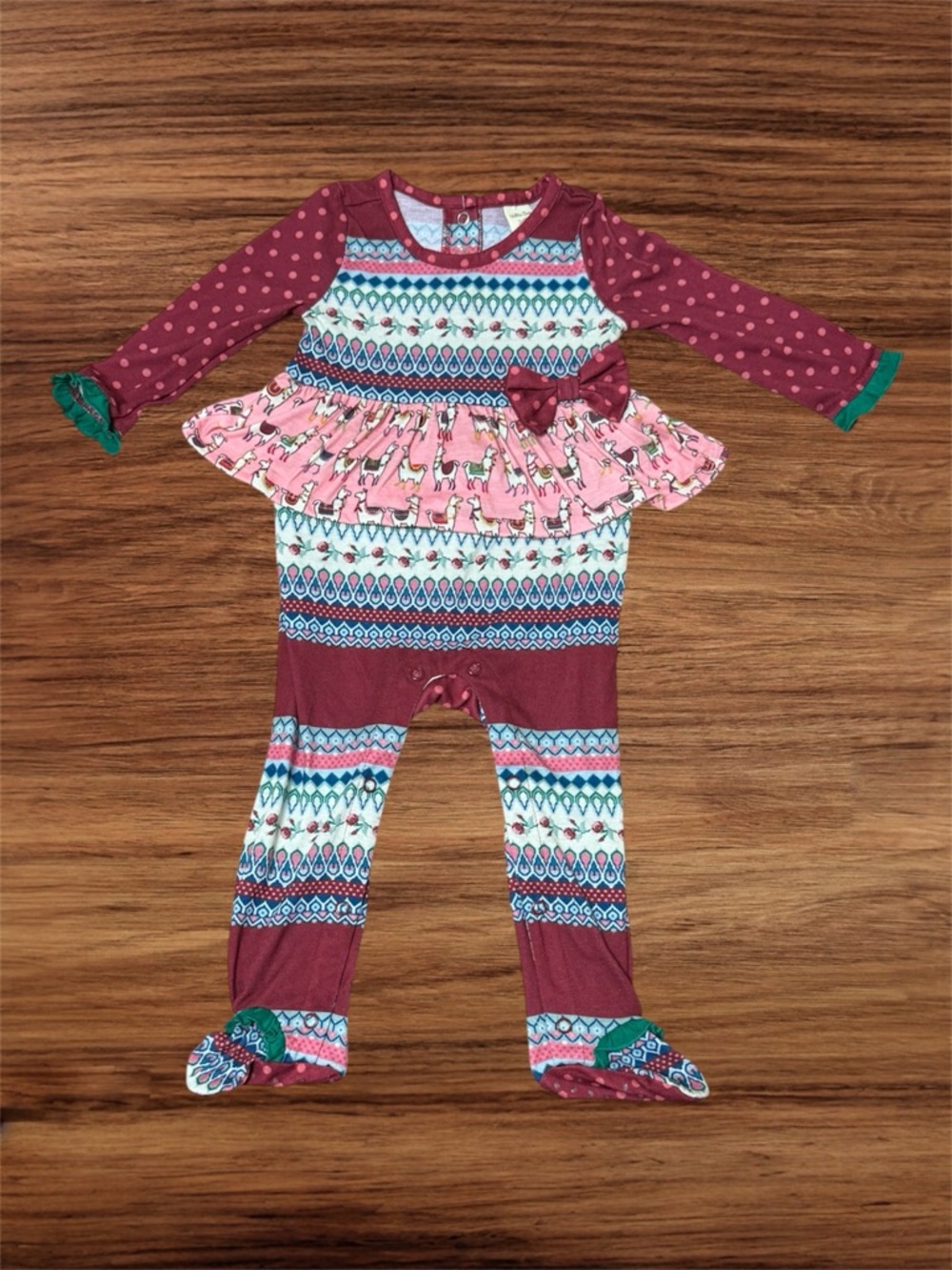 Matilda Jane Llama Skirty Snuggle Bug Footie Pajama Size 12-18 Months